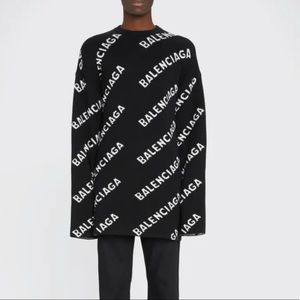 $1,320 Authentic Balenciaga sweater with allover diagonal logo print size small
